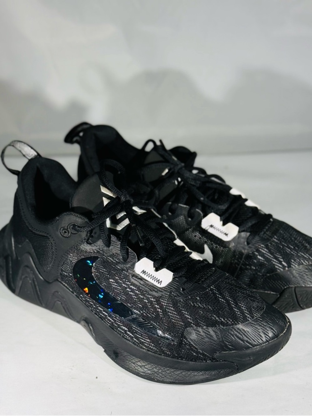 Nike Black Basketball Sneakers Iridescent Swoosh